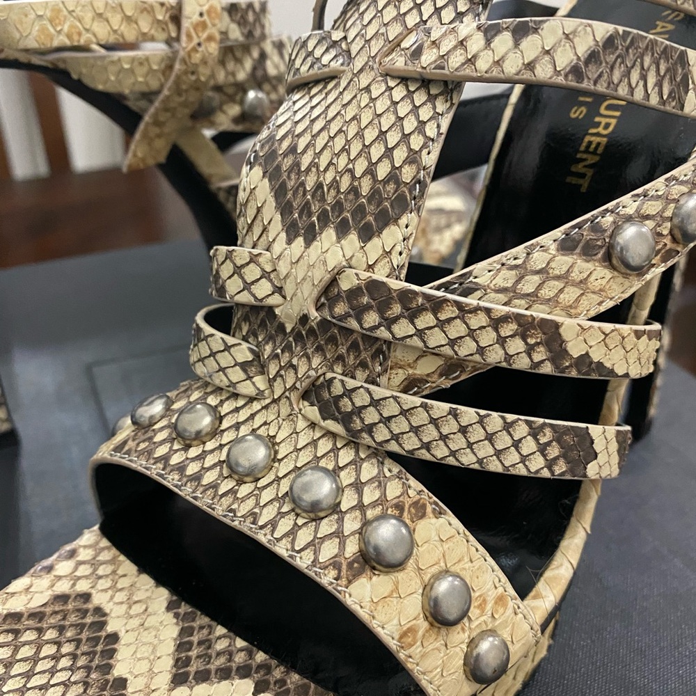 Saint Laurent Beige Python Bianca 105 Sandal - image 4